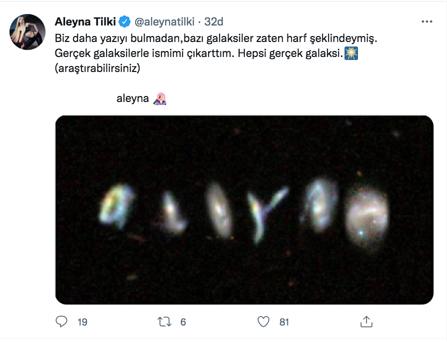 aleyna tilki den ilginc galaksi paylasimi